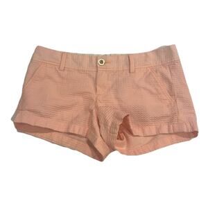 Lilly Pulitzer Walsh Shorts Size 6 Peach Seersucker Textured Cotton
